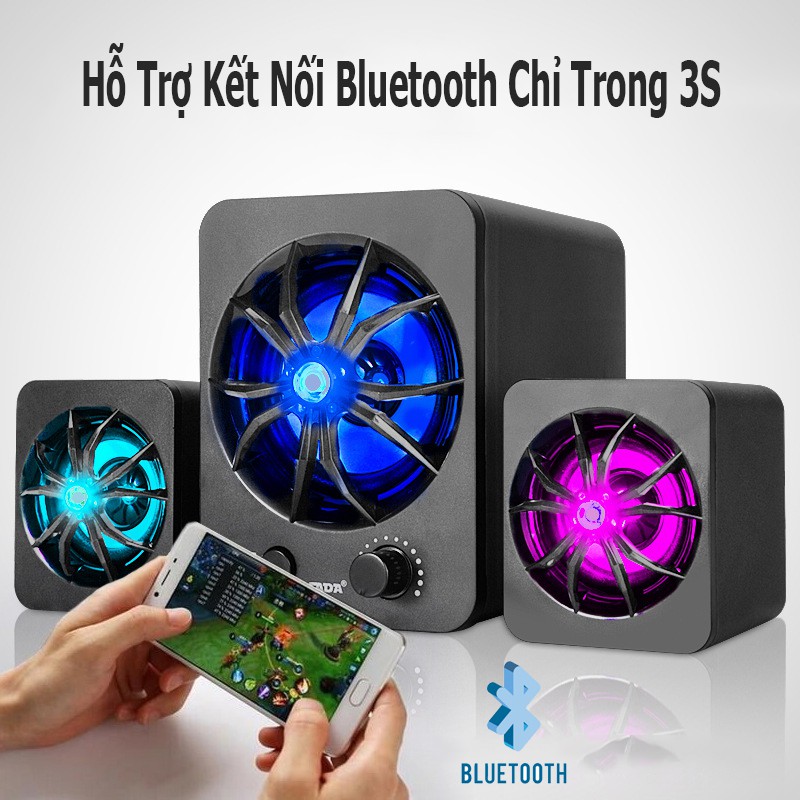 [CAM KẾT NHƯ HÌNH] Bộ Loa Sada Máy Vi Tính Bluetooth D-217, Có led 7 màu ấn tượng + Tặng Khò Guang Kiêm Móc Khóa