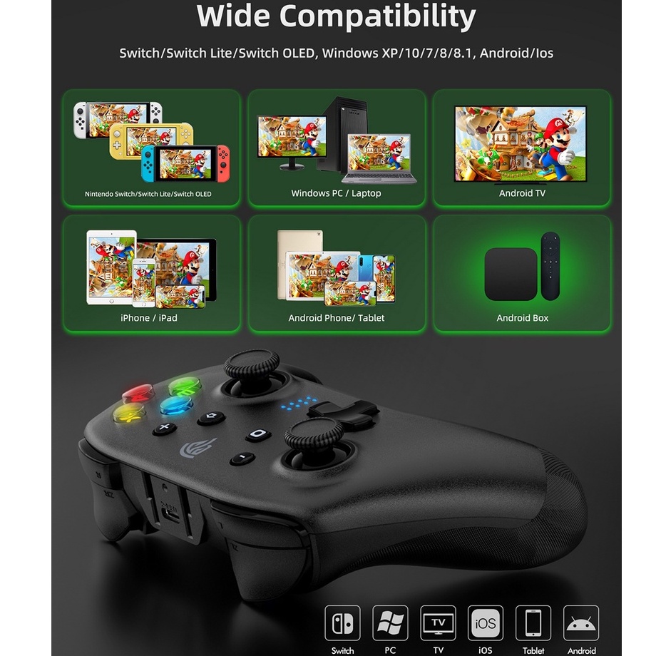Tay cầm chơi game EASYSMX Bayard 9124 bluetooth một phím đánh thức/hồi chuyển 6 trục cho Nintendo Switch/PC/điện thoại