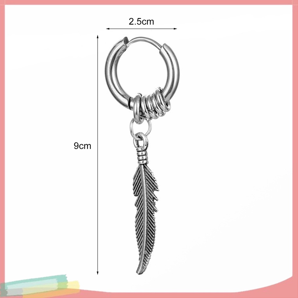 1 Đôi Bông Tai Hình Lông Vũ Bằng Thép Không Gỉ Màu Sắc Đơn Giản