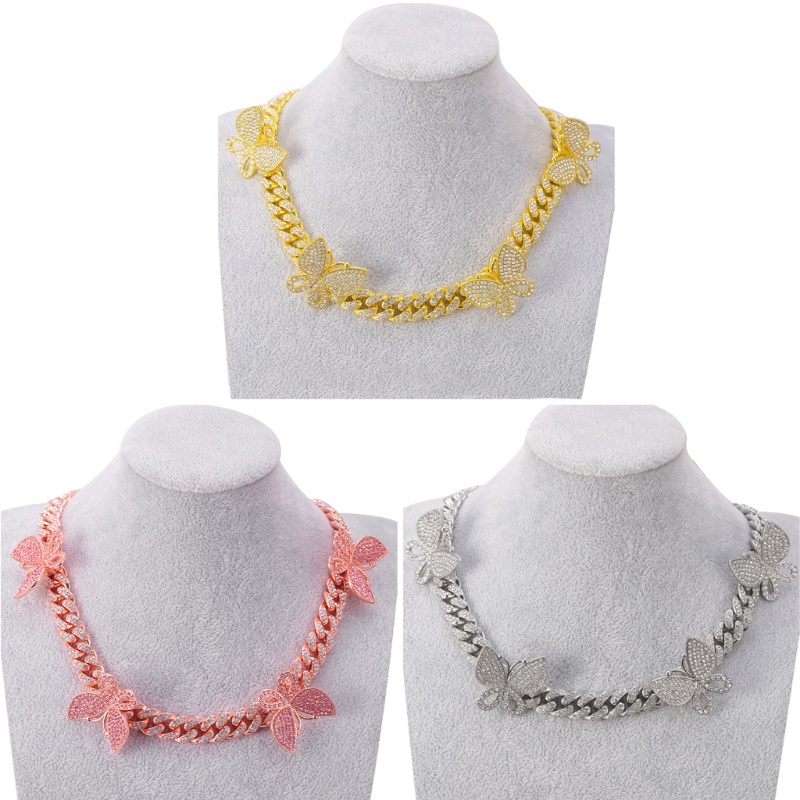 Vòng Cổ Choker Đính Đá Zircon Hình Bướm Dành Cho Nữ Thanh Thiếu Niên