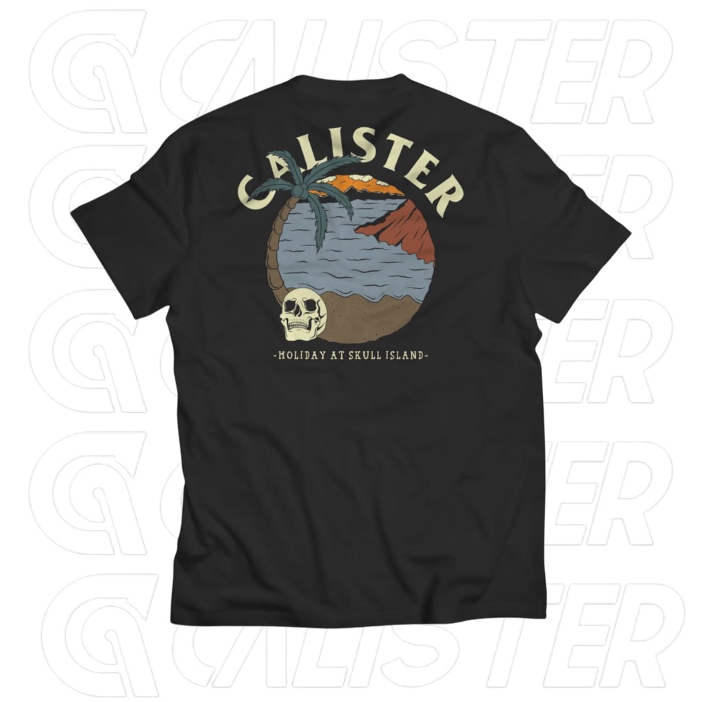 Calister - Áo Sơ Mi Nam Kỳ Nghỉ In Hình Đầu Lâu Đảo Đen Cao Cấp