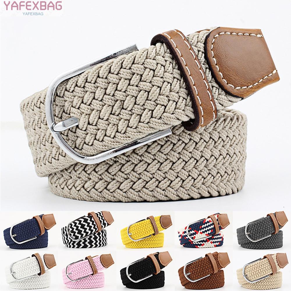 Mens Womens Ladies Elasticated Belts Canvas Stretch Elastic Braided Belt Buckle
