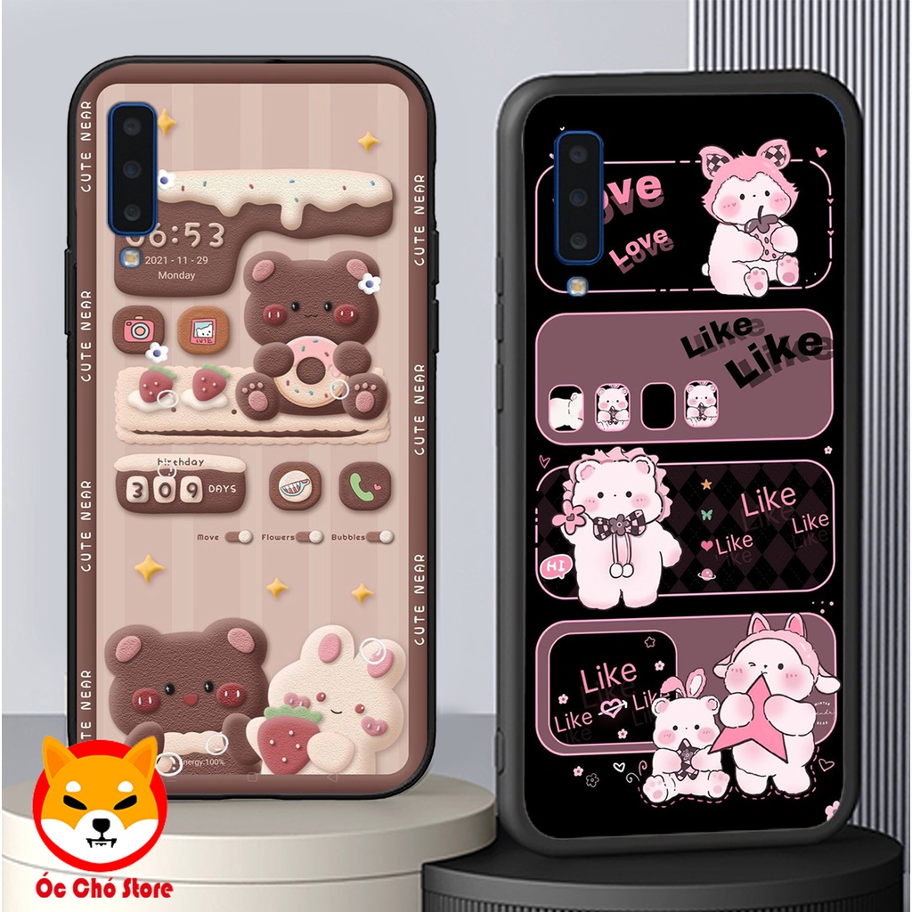 Ốp Samsung A7 2018 / A9 2018 in hình gấu , thỏ hồng chibi dễ thương siêu đẹp