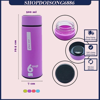 Bình giữ nhiệt 6oup lõi thủy tinh bọc nhựa abs siêu an toàn