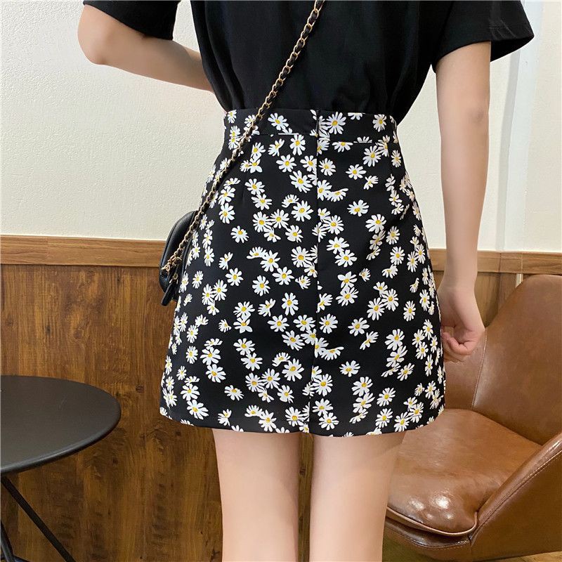 Chân Váy Ngắn Chữ a Lưng Cao In Họa Tiết Hoa Cúc Phong Cách Hàn Quốc Thời Trang Mùa Hè Xinh Xắn Cho Nữ