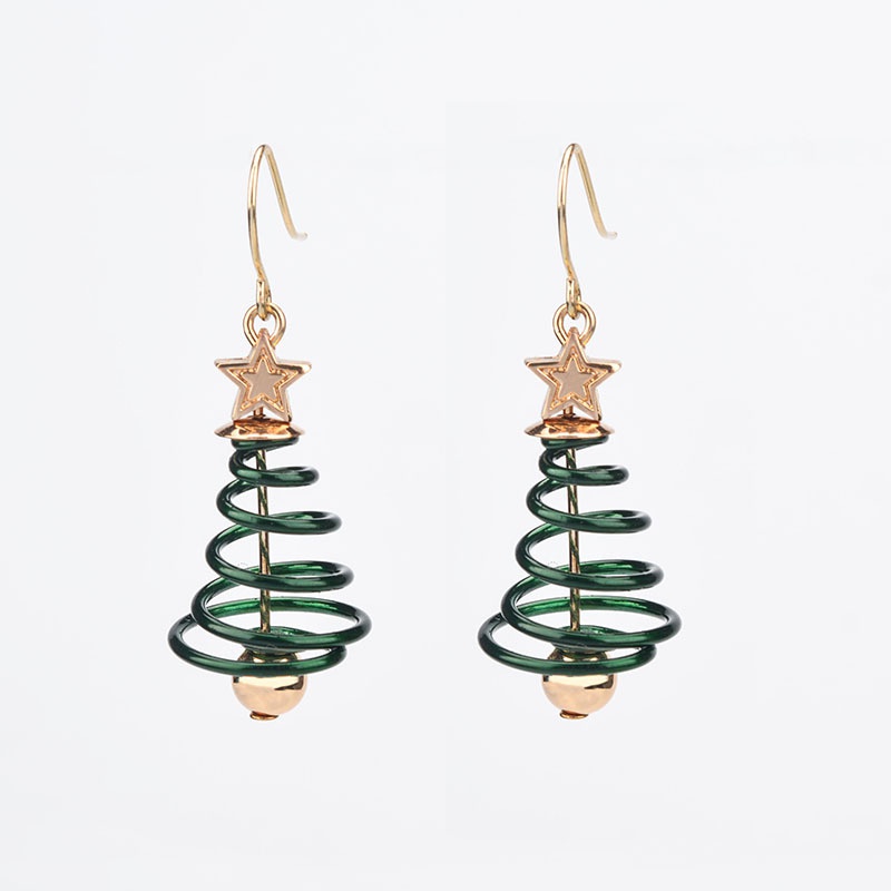Set 2 khuyên tai kiểu cây thông noel và ngôi sao dễ thương thời trang Giáng sinh