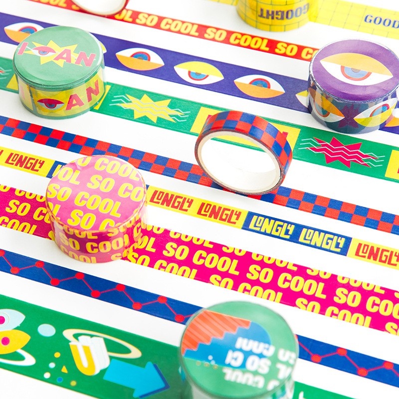 Washi tape hình mặt cười dễ thương băng keo giấy chữ trang trí