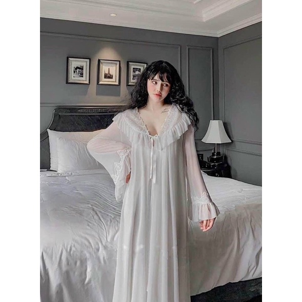 Sét Váy Ngủ  Kèm Choàng Cao Cấp, Váy Ngủ Tiểu Thư Kèm Váy 2 Dây Chất Mềm Mịn Cực Kì Ấm Áp Cho Các Nàng Từ 40-65kg. | BigBuy360 - bigbuy360.vn