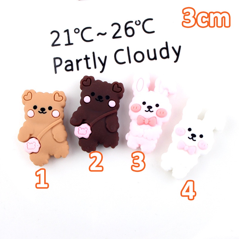 Mô Hình Gấu Đeo Túi Thỏ Thắt Nơ Trang Trí Ốp Điện Thoại / Mô Hình / Gắn Dép Handmade