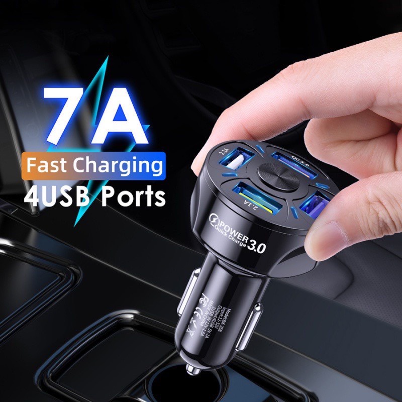 Tẩu Sạc Ô Tô,Tẩu Sạc Nhanh Ô Tô 4 Cổng USB (Thêm Cổng Quick Charge 3.0 Sạc Nhanh) - Tiện Lợi | BigBuy360 - bigbuy360.vn