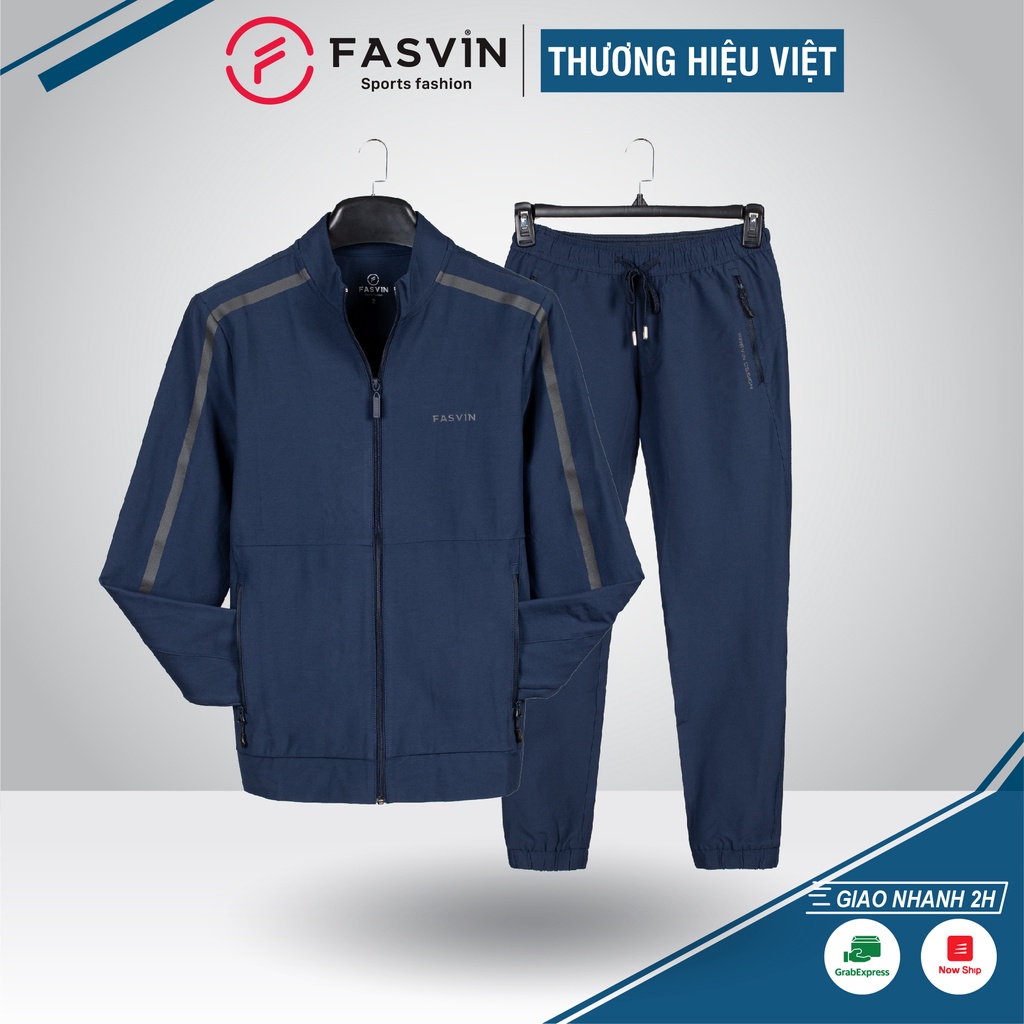 Bộ quần áo thể thao nam Fasvin BC20425.HN chất vải một lớp đanh chắc mềm mại co giãn thoải mái.