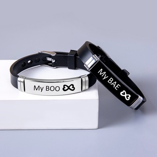 Set 2 vòng tay silicone mặt vương miện her king/his queen cho cặp đôi