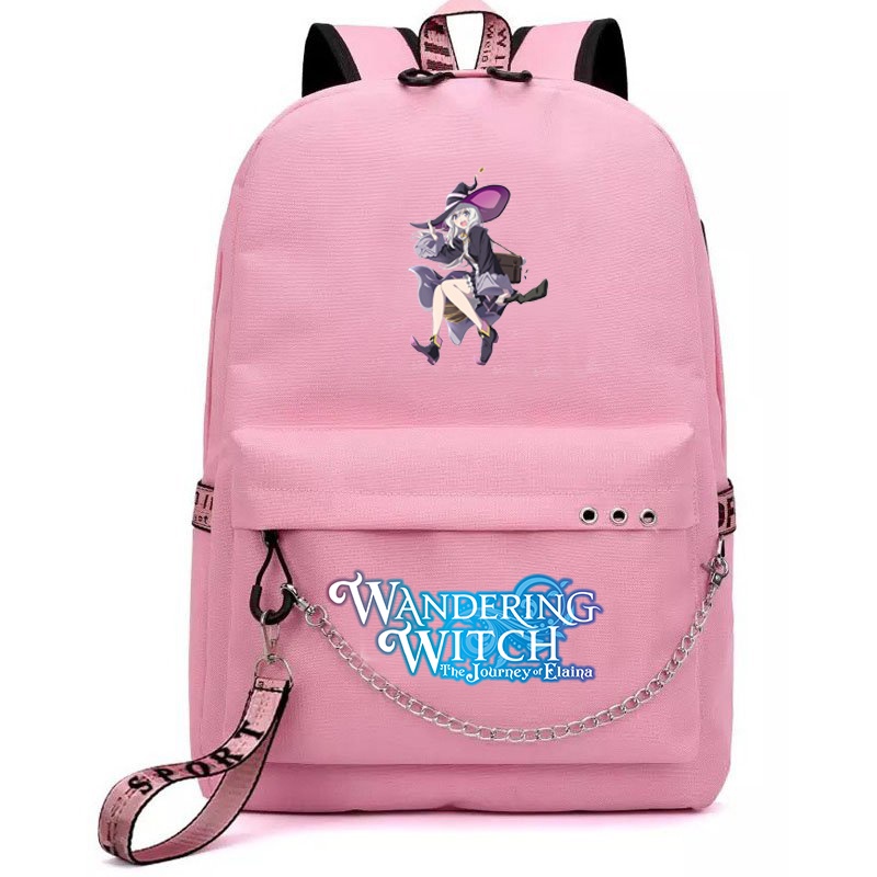 Balo thông minh đen hồng in hình HÀNH TRÌNH CỦA ELENA chibi anime cặp sách đi học