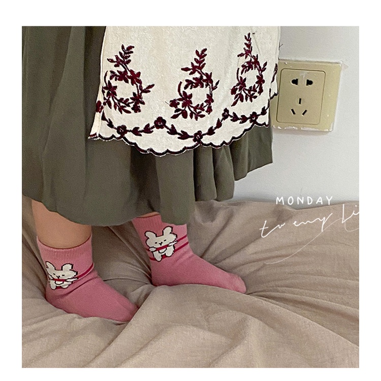 Set 5 đôi tất KOKOROCARE MSZ-34 bằng cotton hoạ tiết thỏ đáng yêu cho bé (1-8 tuổi)