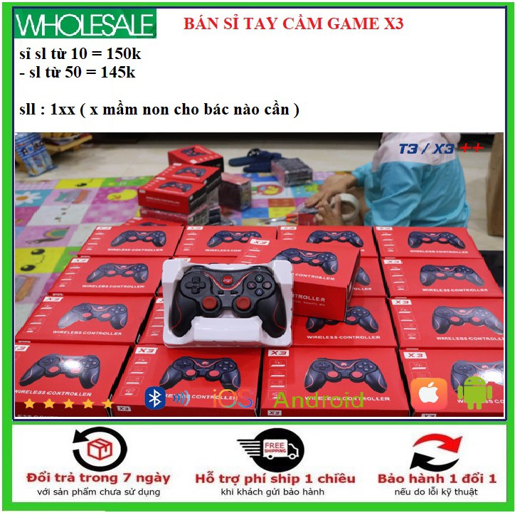 Tay Cầm Chơi Game X3/T3 Có Bluetooth Cho Smartphone, PC, Laptop, Android, IOS, Windows Có Giá Kẹp Điện Thoại