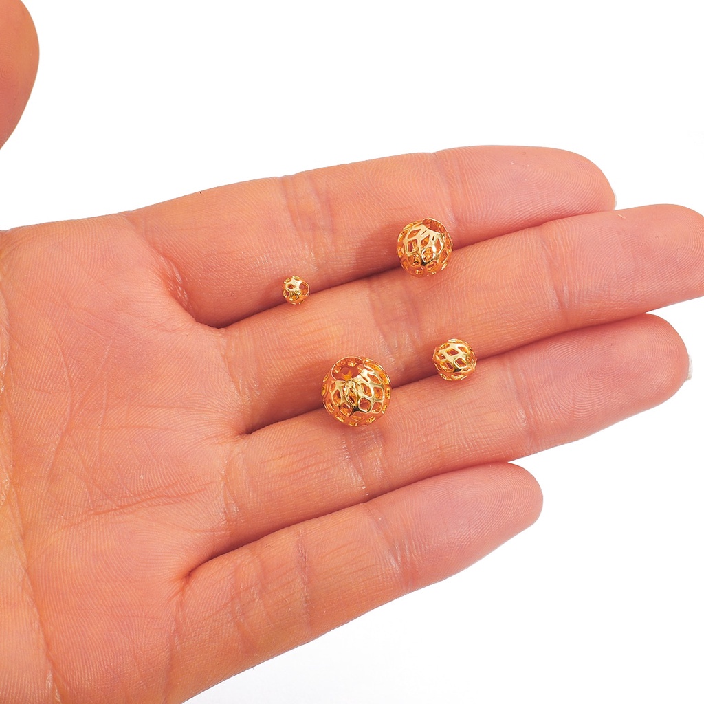 Hạt Đồng Vàng 18K Beadia Hình Tròn Dùng Làm Trang Sức Thủ Công 027
