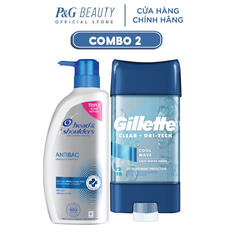 Combo P&amp;G: Dầu gội HEAD &amp; SHOULDERS chai 625ml - Antinac, Gel khử mùi Gillette 107g - Cool Wave