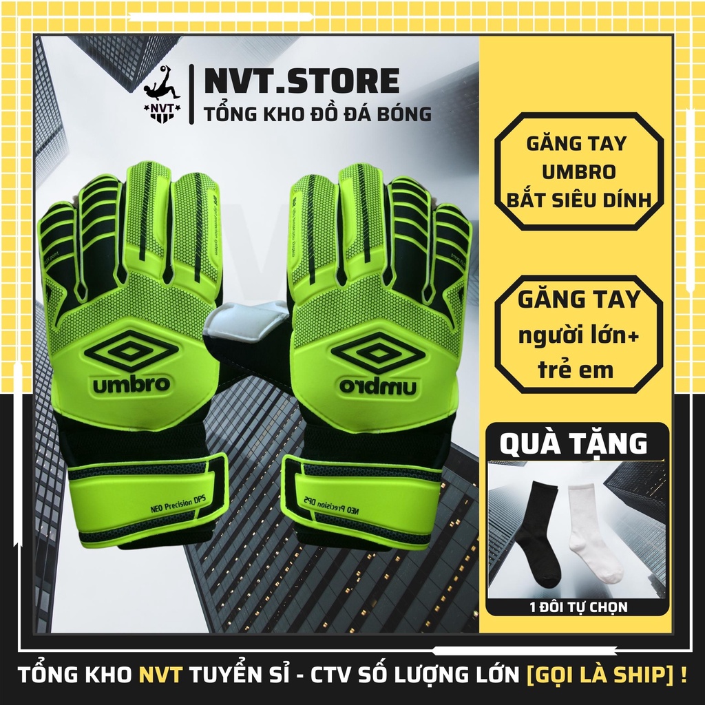 Bao găng tay thủ môn bắt bóng đá siêu dính, bao găng tay thủ môn trẻ em/người lớn có xương UMBRO loại cao cấp