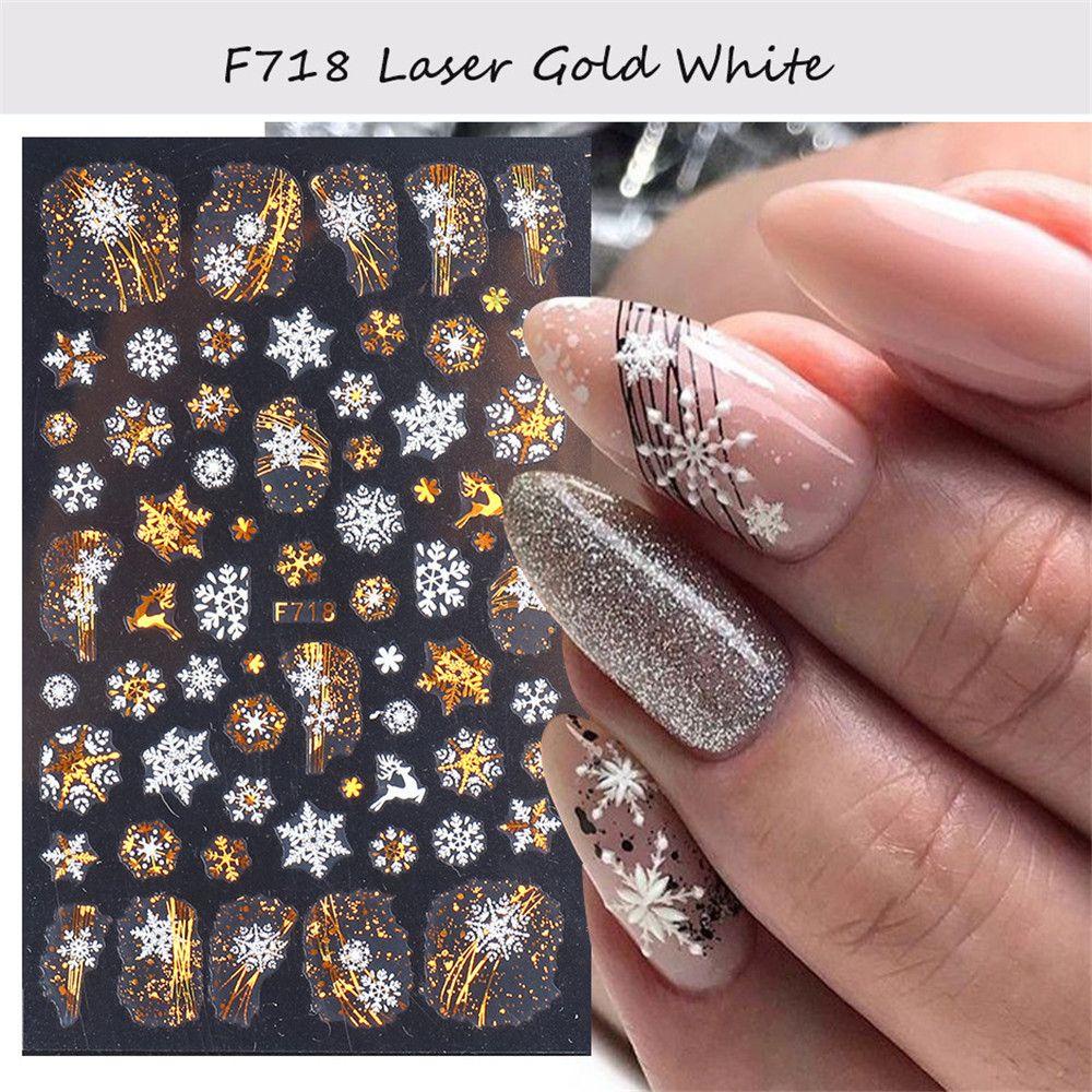Nhãn Dán Trang Trí Móng Tay Họa Tiết Hình Học 3D Màu Laser Holographic DIY