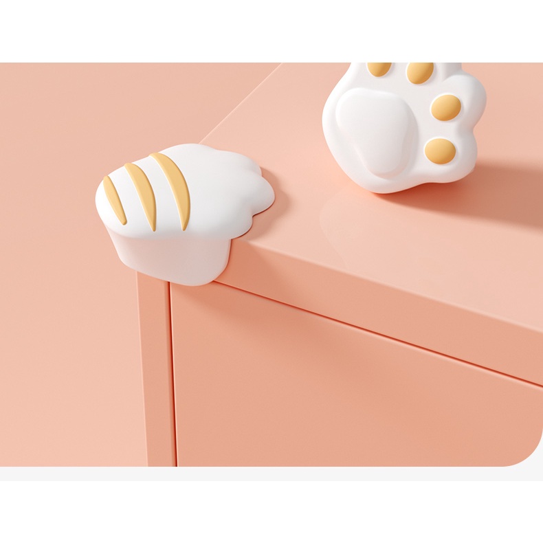 Nút Bịt Góc Bàn Silicon Miếng Dán Bọc Góc Bàn Silicone Hình Chân Mèo Cho Bé