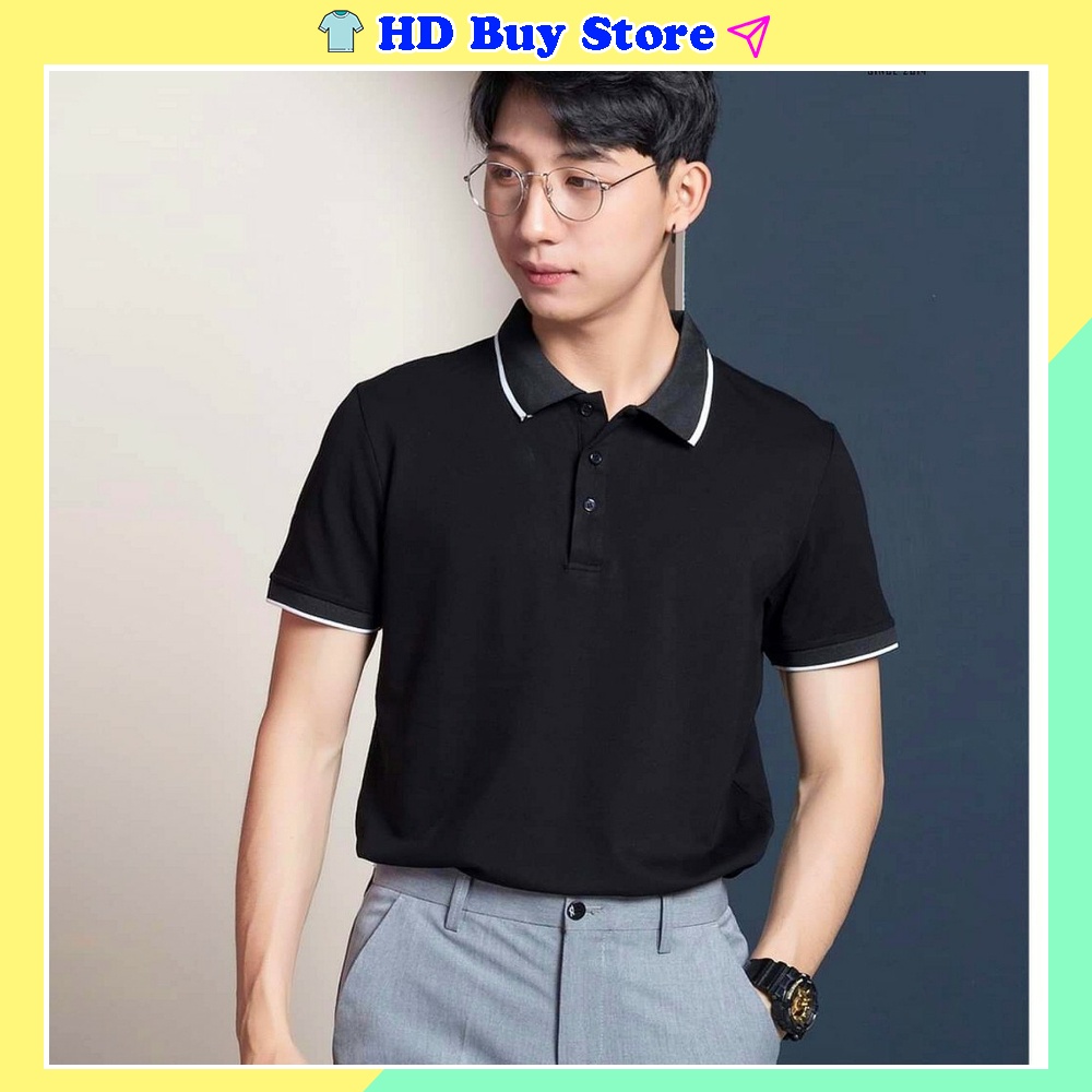 Áo polo nam trơn màu đen thời trang cao cấp vải poly cá sấu siêu đẹp