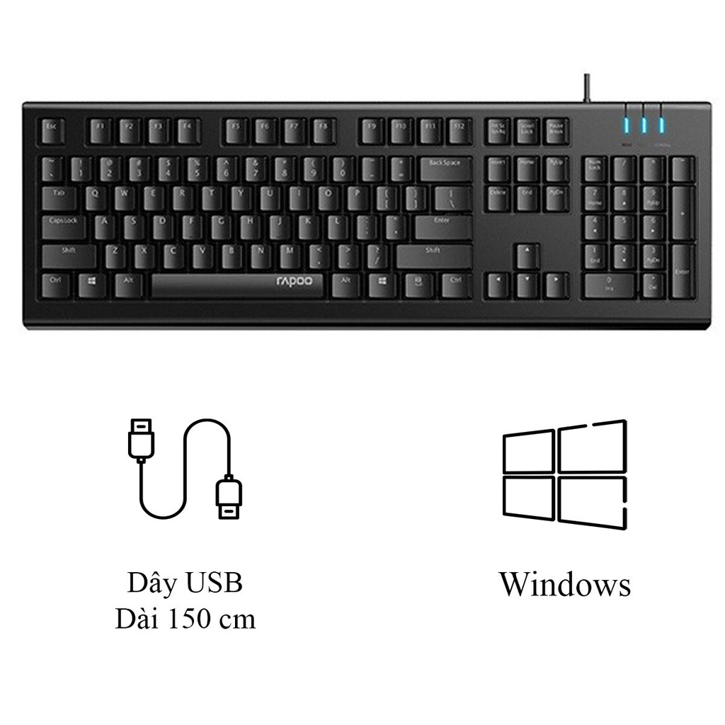 Bàn Phím Có Dây Rapoo NK1800 - phù hợp dùng văn phòng