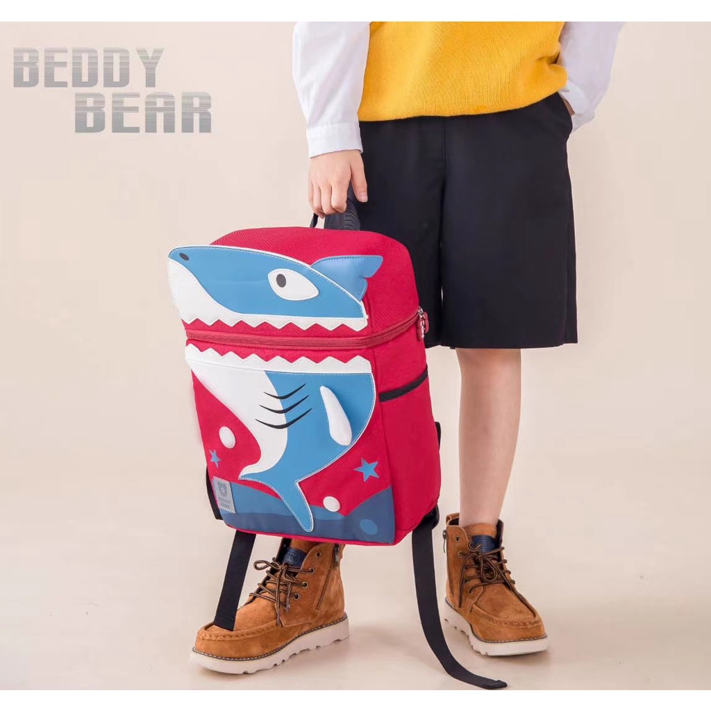 Balo Beddybear Cute Bag In hình Cá Mập - dành cho Bé từ 04 tuổi trở lên -YE-CAMAP. Cao 32 xNgang 26 x rộng 11 Chính hãng