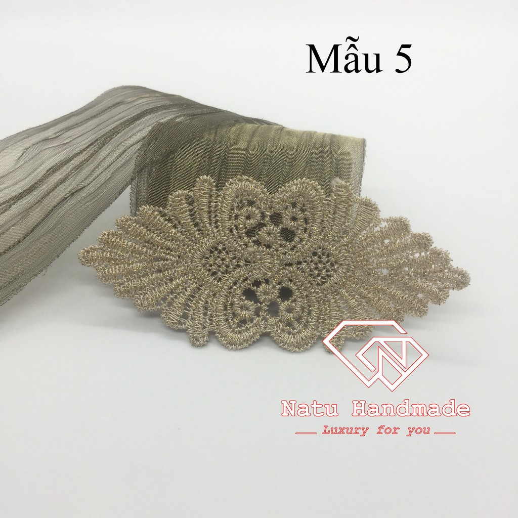 - Nguyên liệu làm hoa cài áo, kẹp tóc nơ - Mảnh ren hoa nhiều mẫu- gói 2c loại đẹp