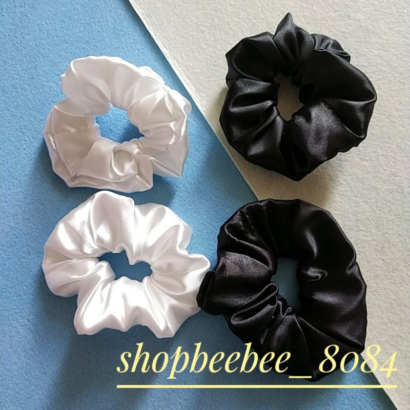 Dây buộc tóc vải, cột tóc scrunchies đen trắng nhiều mẫu dễ thương loại to