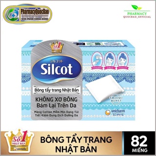 Bông tẩy trang Silcot Nhật Bản Hộp 82 miếng cao cấp - Bông Silcot Unicharm 82 miếng