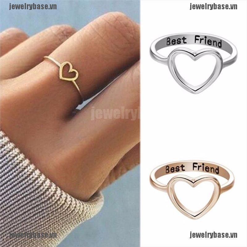 [Base] Best Friends Heart Finger Ring Knuckle Ring Friend Love Jewelry Gifts Unisex [VN]