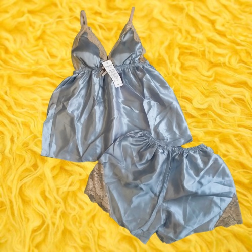 Đồ ngủ nữ 2 dây sexy XẢ KHO BÁN LỖ đồ bộ ngủ có mút ngực lụa phối ren dưới 58kg