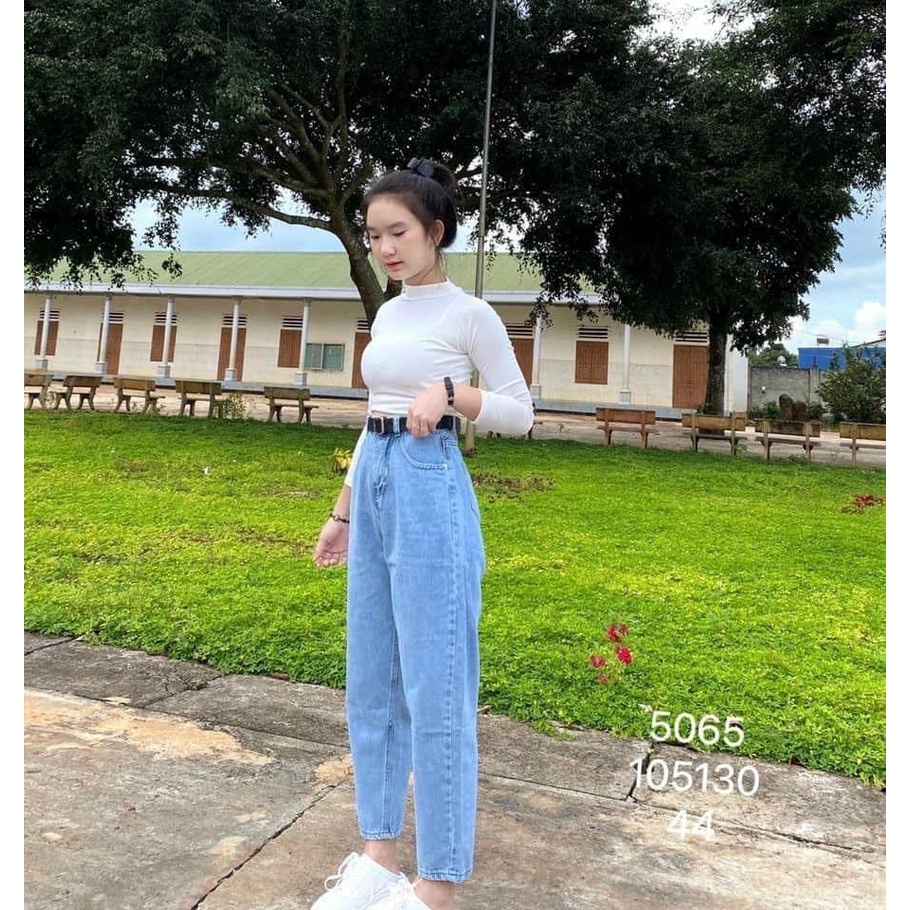 Quần jean baggy nữ cạp cao chất đẹp không co dãn size S M L | BigBuy360 - bigbuy360.vn
