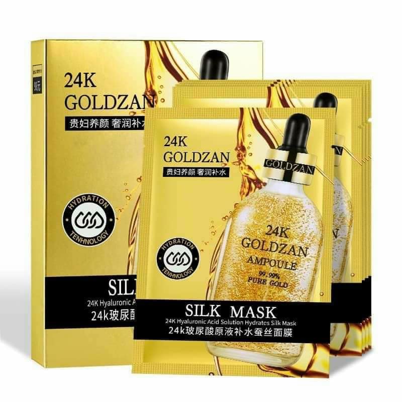 Mặt nạ lụa vàng 24k Goldzan Silk Mask & Luxury hộp 10 miếng chính hãng