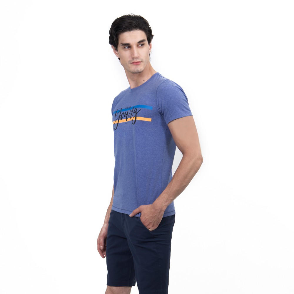 Áo thun nam cổ tròn in họa tiết màu xanh bích NOVELTY 200001N