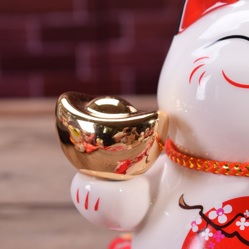 Mèo Thần Tài bằng sứ vẫy tay 16cm - đỉnh vàng may mắn tài lộc | BigBuy360 - bigbuy360.vn