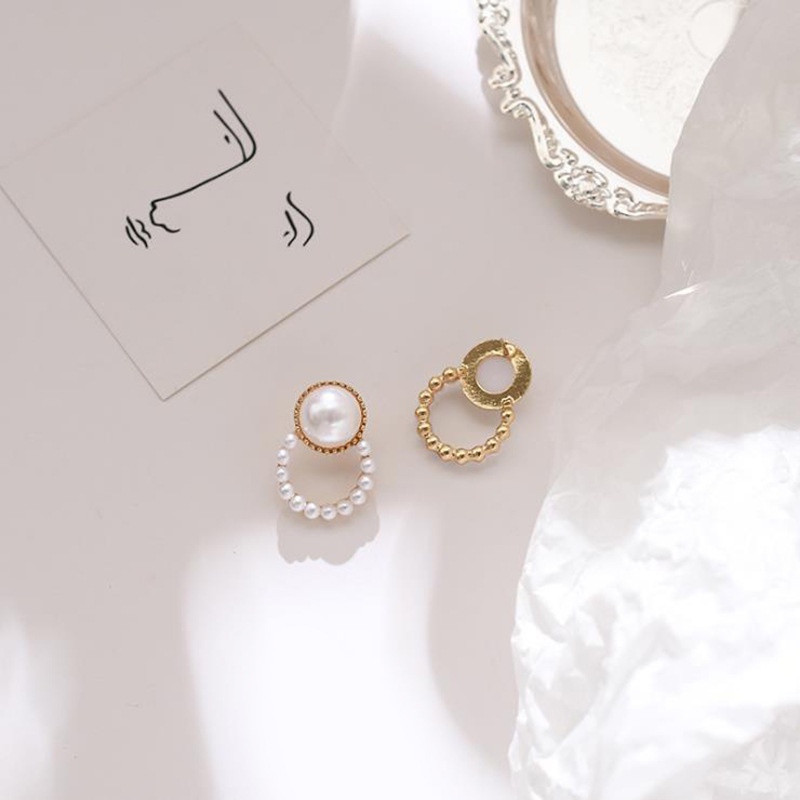 Bông tai xỏ lỗ tròn đính ngọc trai đơn giản phong cách retro Hàn Quốc cho nữ
