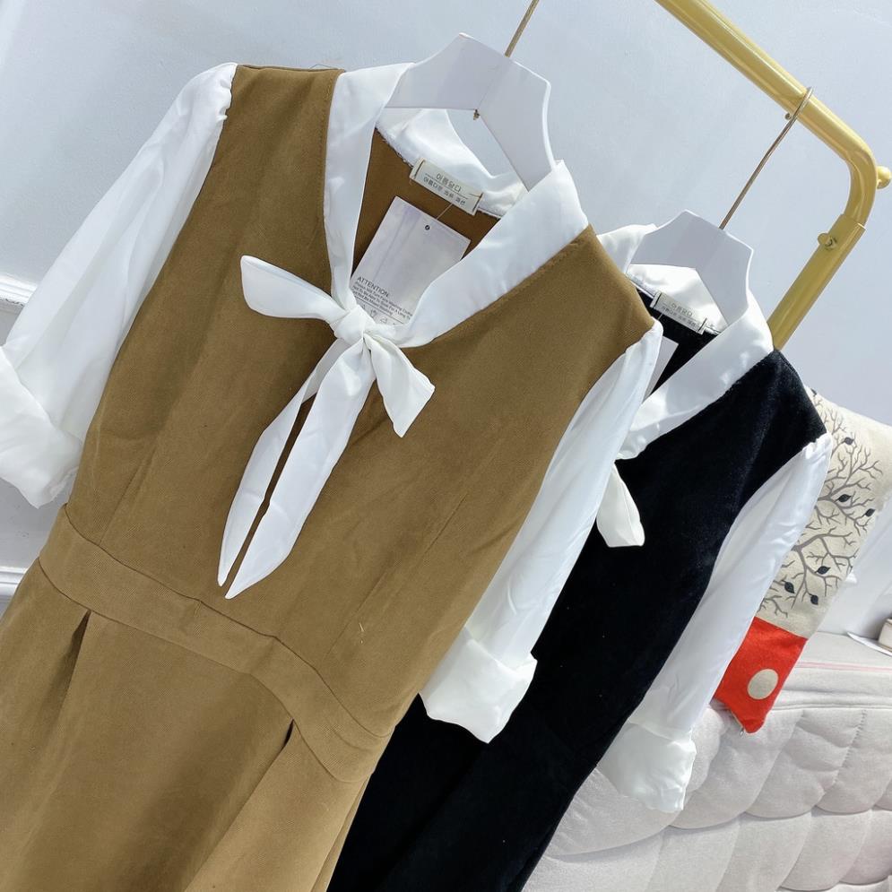 [ 𝐅𝐑𝐄𝐄 𝐒𝐇𝐈𝐏 ]   VÁY NHUNG TĂM PHỐI BÈO CỔ NƠ