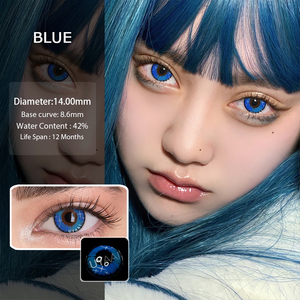 Set 2 kính áp tròng UYAAI nhiều màu tùy chọn hóa trang nhân vật anime