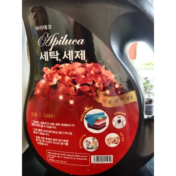 Nước giặt xả đậm đặc Apiluca Hàn Quốc 3.6L