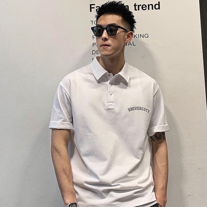 Áo Polo Nam chất Cá Sấu cotton dày mát UNIVERCUTY phản quang siêu đẹp áo thun ngắn tay có cổ basic TRẮNG ĐEN - POLOMAN 2