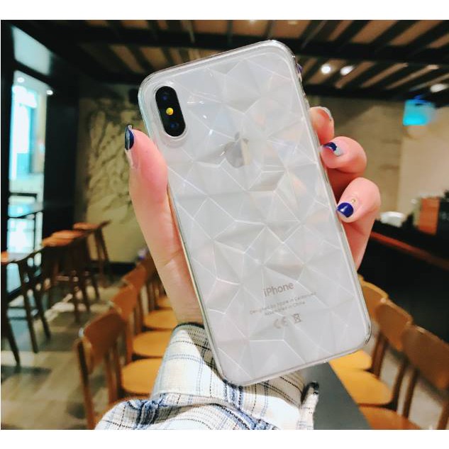 Ốp Vân Kim Cương Silicon 3D Trong Suốt cho Iphone 6/6plus/7/7plus/8/8plus/X