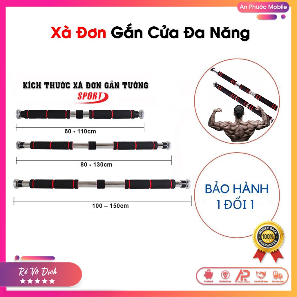 Xà Đơn Đa Năng Gắn Cửa 2021 ✅ Thanh xà treo khung tường tập tại nhà (dài 60-150cm) - Dụng cụ tập Gym thông minh tại nhà