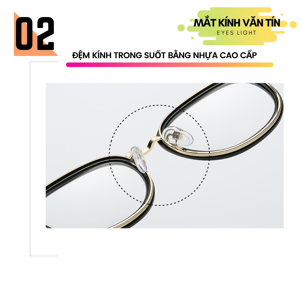 Gọng kính cận Eyes Light T559 mắt kính nữ tròn càng kim loại cao cấp không gỉ