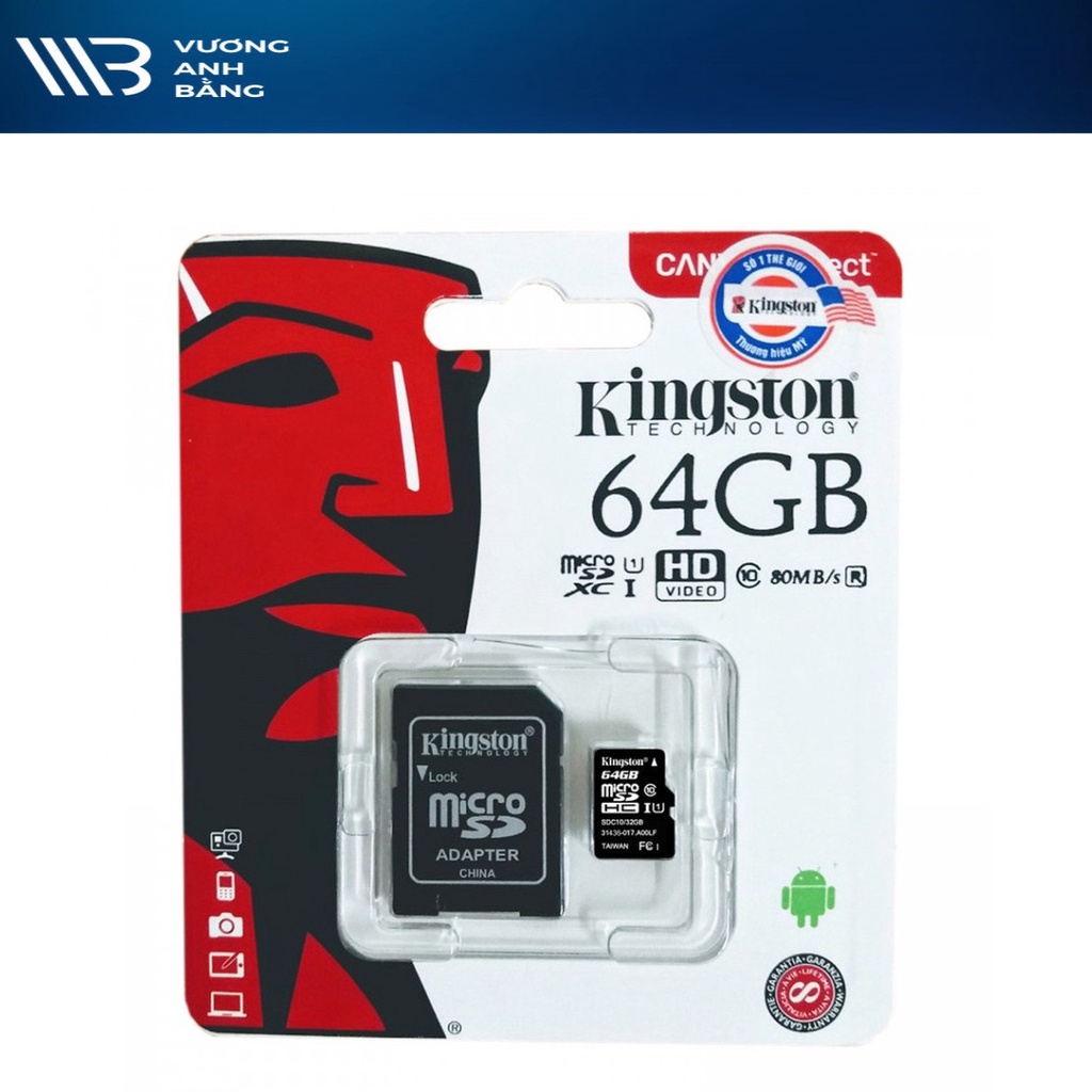 Thẻ nhớ MicroSD 64G Kingston Box Class10
