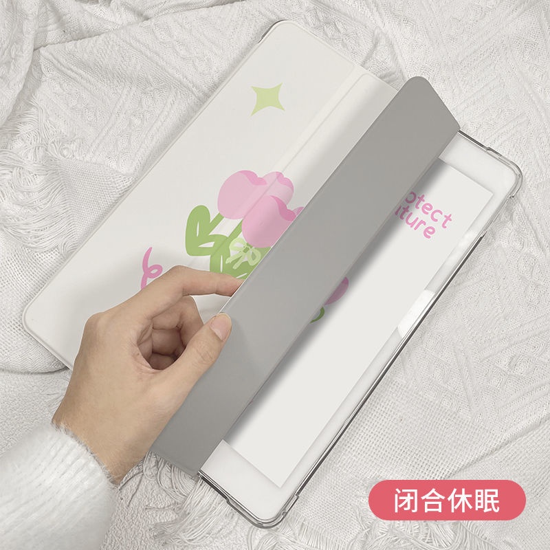 Bao Da Máy Tính Bảng In Họa Tiết Hoa Tulip Có Giá Đỡ Cho Ipad Pro 10.5'' 11'' 12.9'' 2018 2020 2021 Mini 1/2/3/4/5/6 Air 1/2/3/Trii Air 5