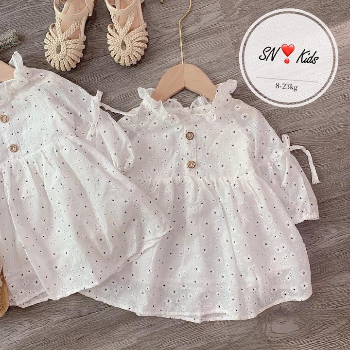 ĐẦM CÚC TRẮNG Cao Cấp , chất đũi mềm , thêu hoa đẹp xuất xắc