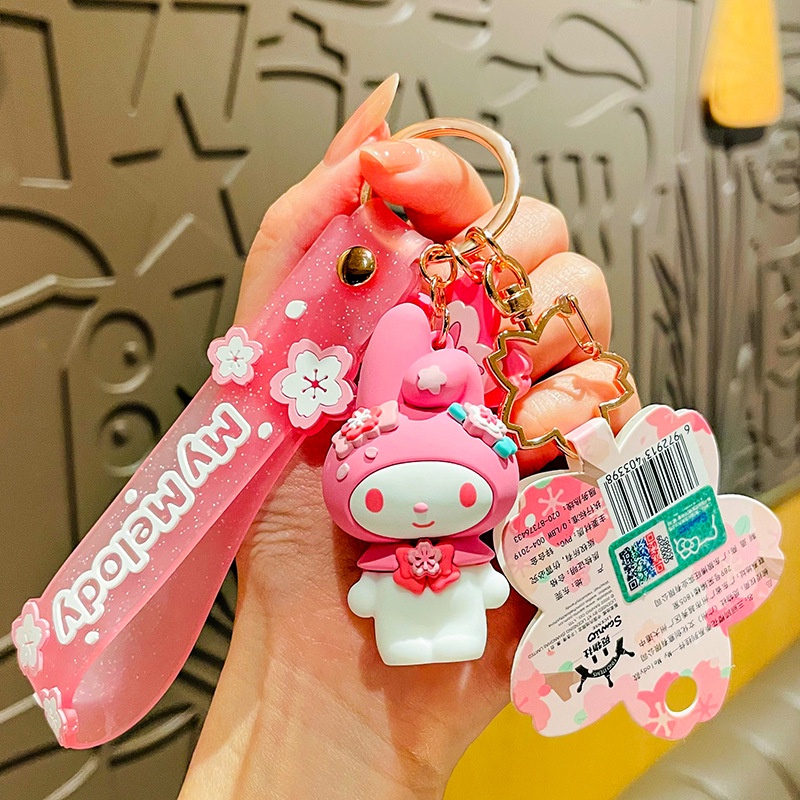 SANRIO Móc Khóa Hình Búp Bê Hello Kitty Màu Hồng Dễ Thương