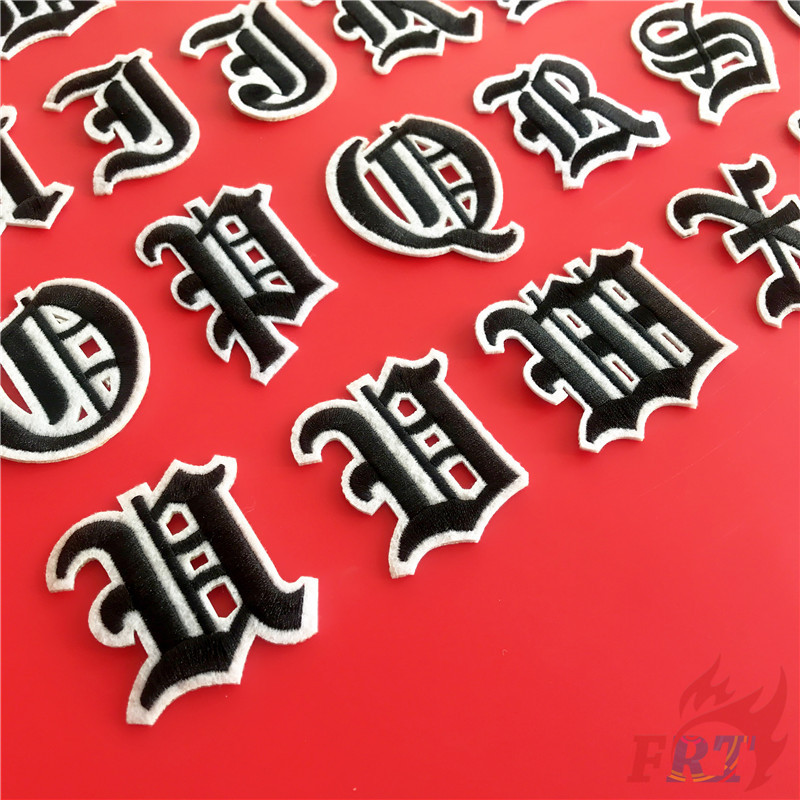 ☸ Old English Letters - Black Iron-on Patch ☸ 1Pc Diy Sew on Iron on Badges Patches