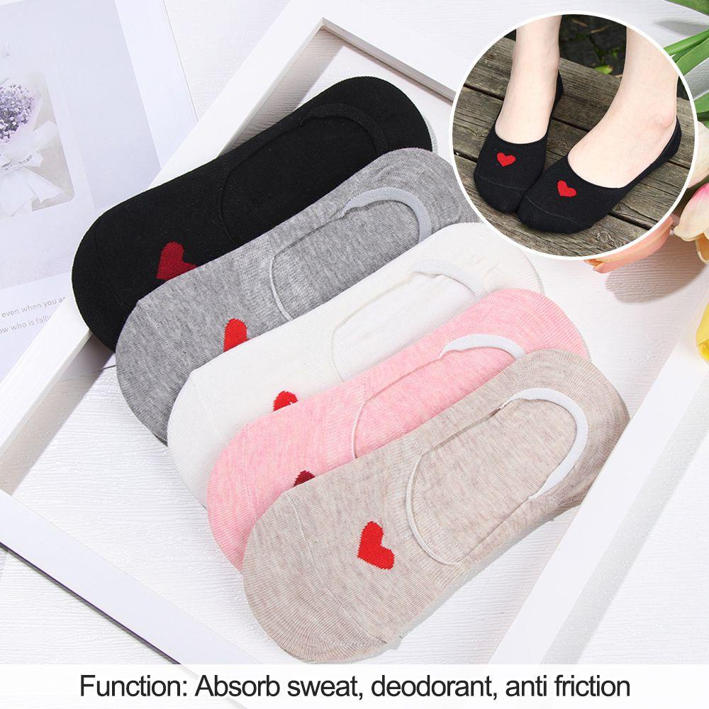 ME Set 5 Đôi Vớ Cổ Thấp Hoạ Tiết Trái Tim Đáng Yêu